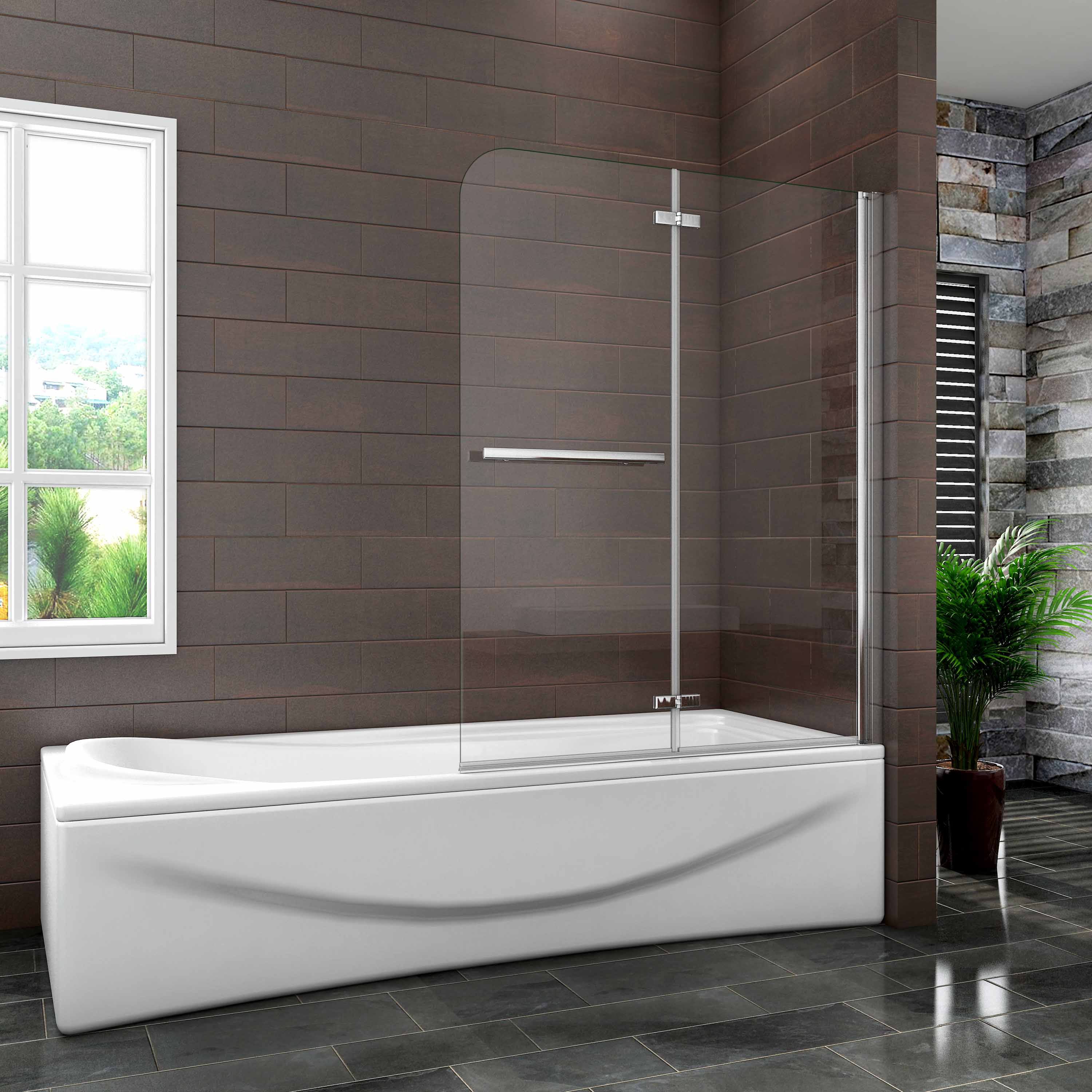 Opvouwbaar badwand, 6 mm helder veiligheidsglas easyclean 120x140cm