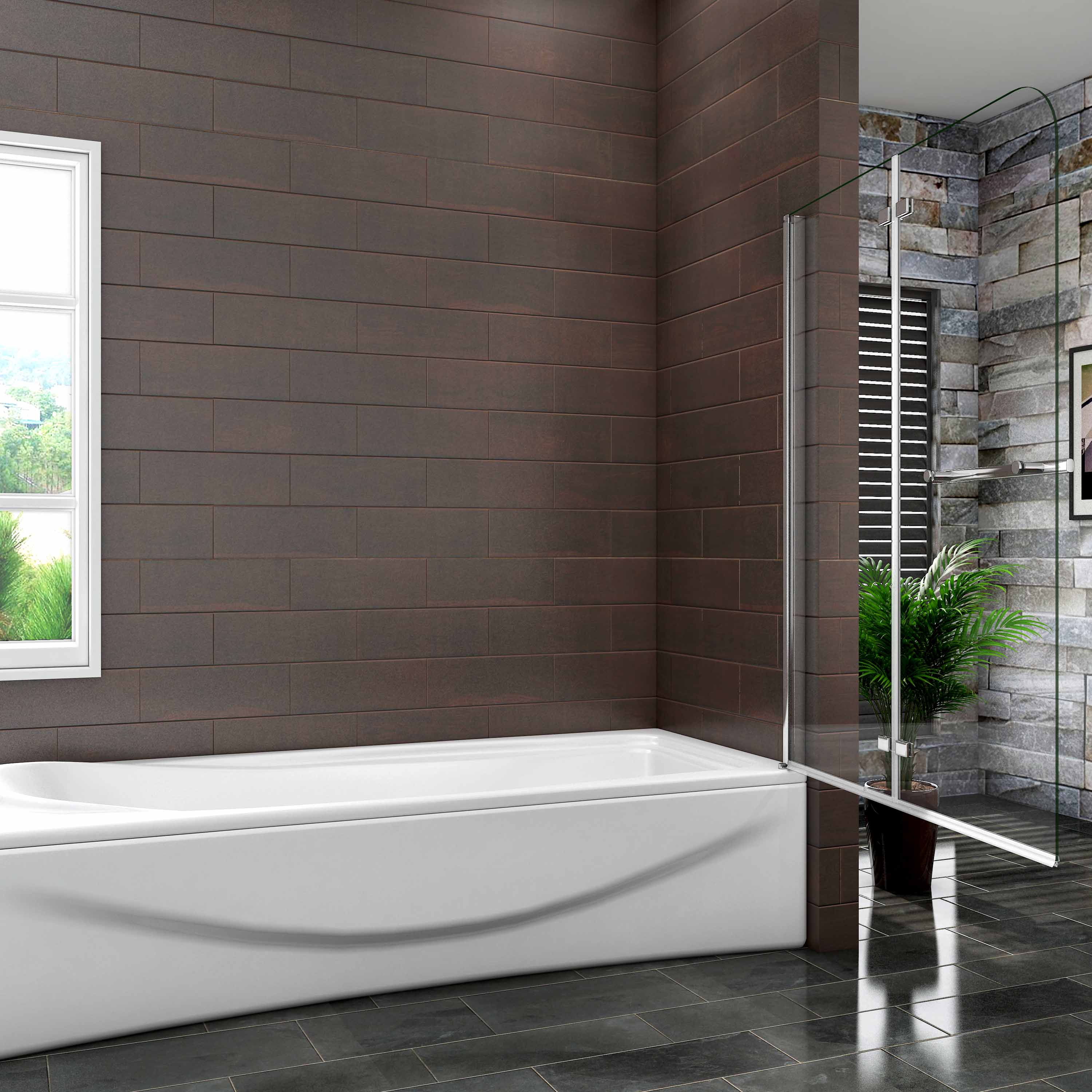 Opvouwbaar badwand, 6 mm helder veiligheidsglas easyclean