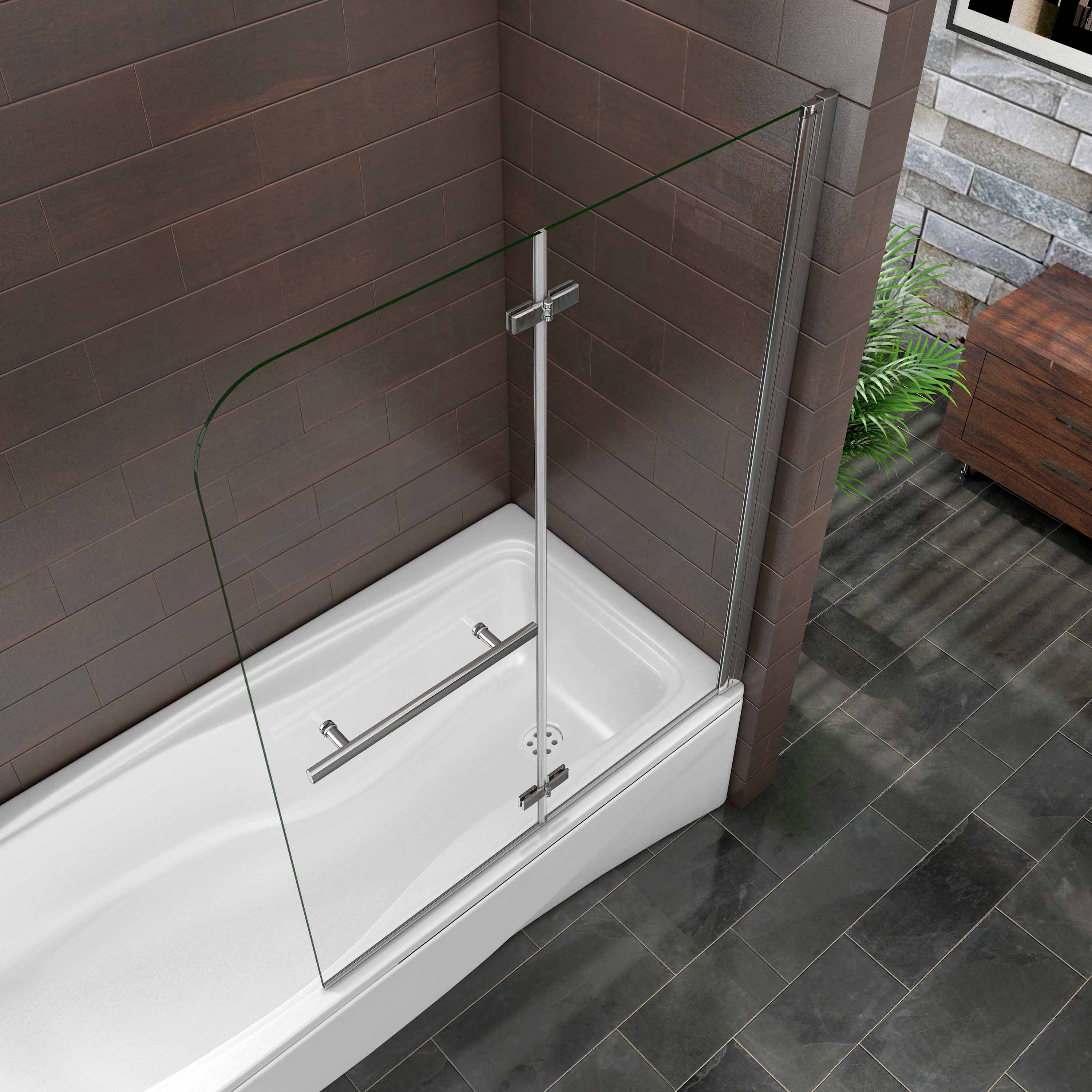 Opvouwbaar badwand, 6 mm helder veiligheidsglas easyclean