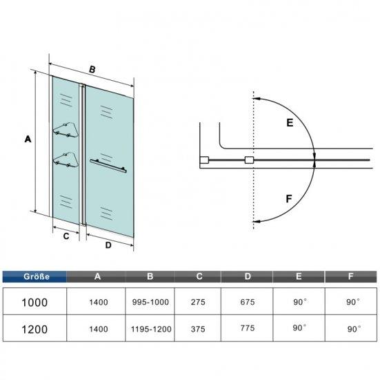 90?? draaibare douchescherm douchewand, 6mm helder gehard veiligheidsglas, glazen handdoek planken