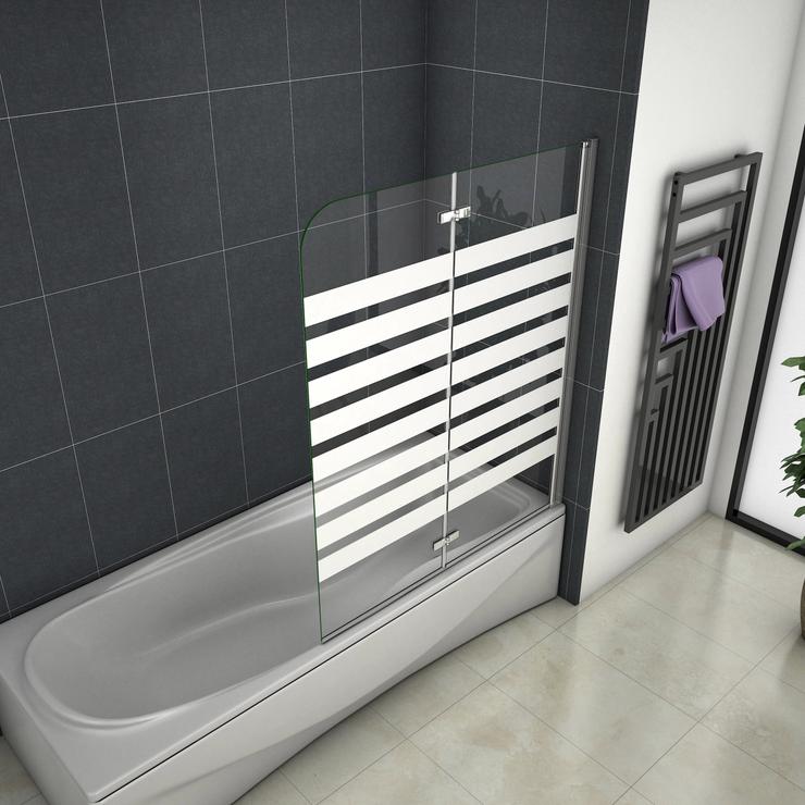 120x140cm 2-delig bawand 6 mm ESG NANO-veiligheidsglas met Gesatineerde Stroken ,rechts 120x140cm