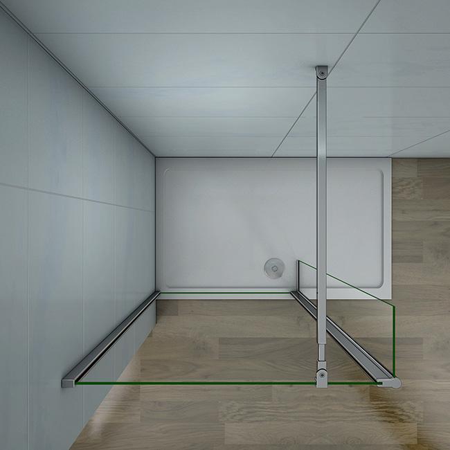Inloopdouche 8mm NANO EasyClean veiligheidsglas ,met draaibaar hoekprofiel ,200cm hoog