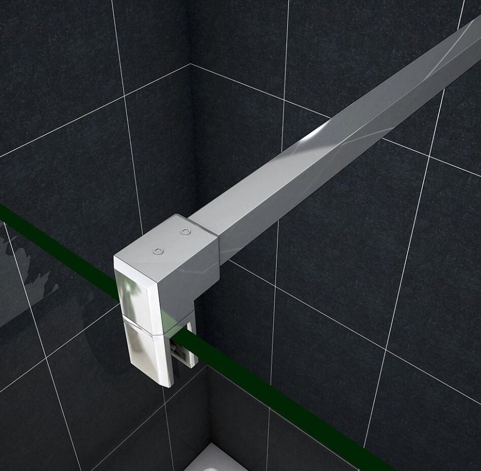 vrijstaande inloopdouche,profieloze douchescherm,10mm helder veiligdheidsglas nano easyclean antikalk,2x 90cm verchroomde stabilisatiestangen
