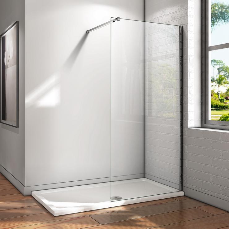 vrijstaande inloopdouche,10mm helder veiligdheidsglas nano easyclean antikalk