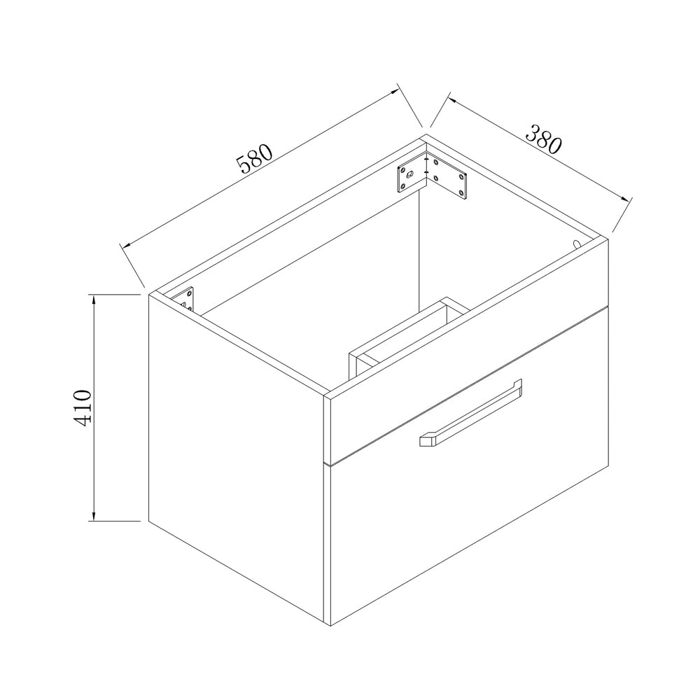 Badmeubel 60 cm Mat wit met onderbouwkast, keramiek Wastafel, Badmeubel met waskom, Badkamermeubel Set, Wandkast