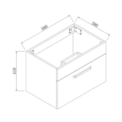 Badmeubel 60 cm Mat wit met onderbouwkast, keramiek Wastafel, Badmeubel met waskom, Badkamermeubel Set, Wandkast