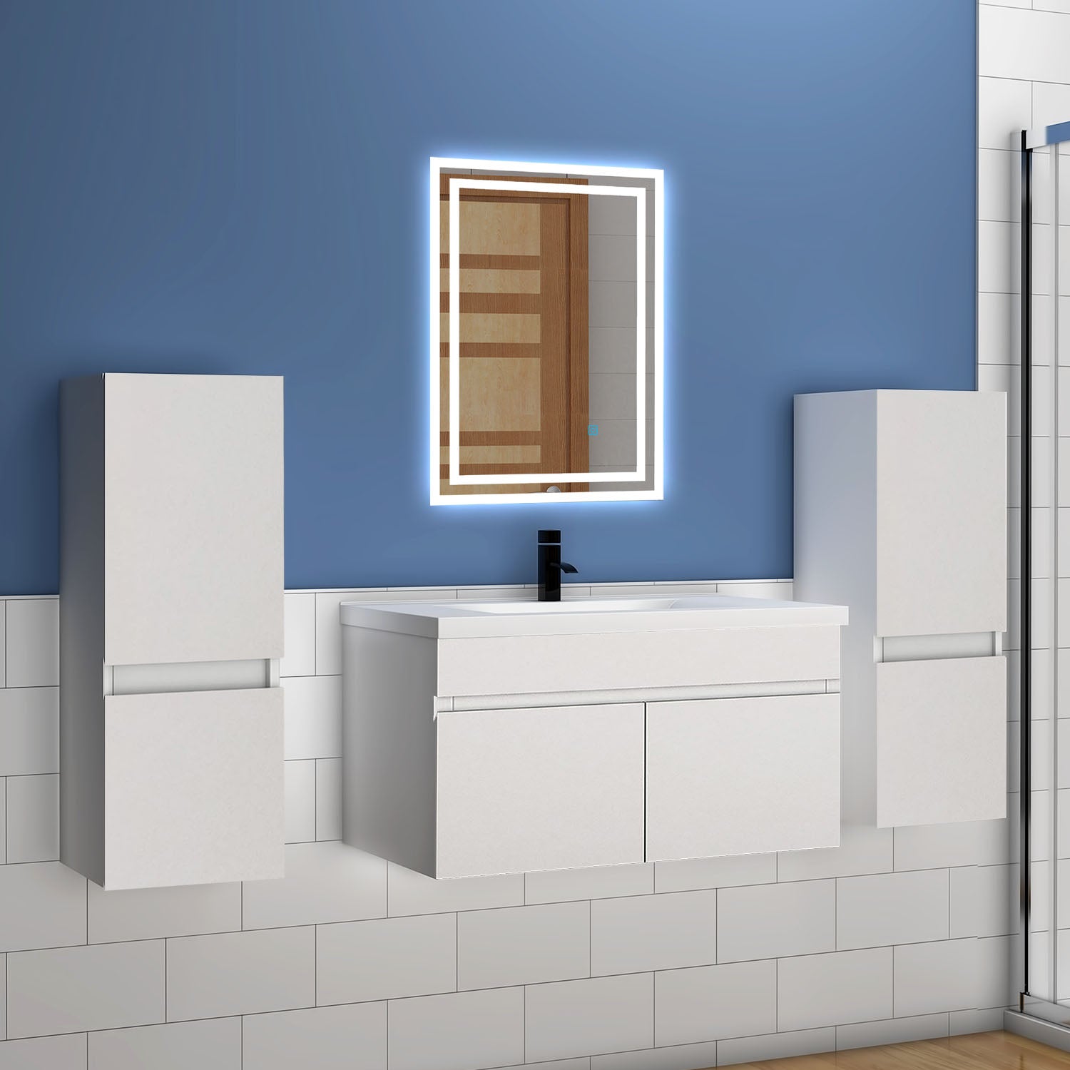 Hoge kast 83 tot 130 cm hangkast badkamerkast badkamerkast wit mat