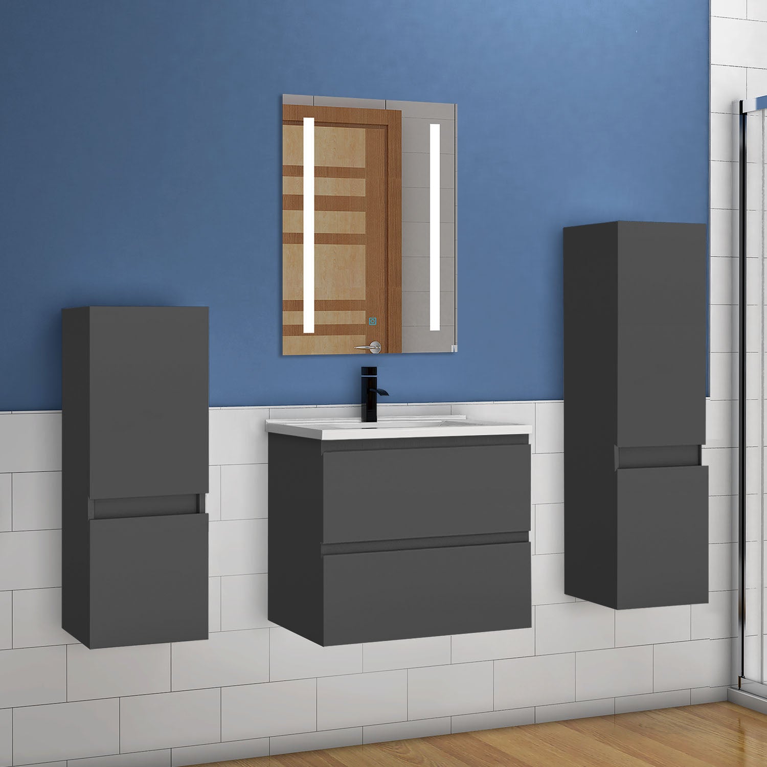 Hoge kast 83 tot 130 cm hangkast badkamerkast badkamerkast wit mat