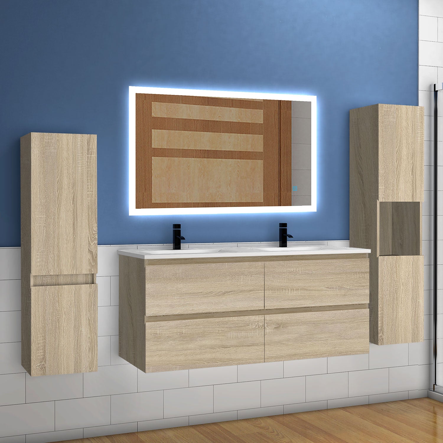 Hoge kast 83 tot 130 cm hangkast badkamerkast badkamerkast wit mat