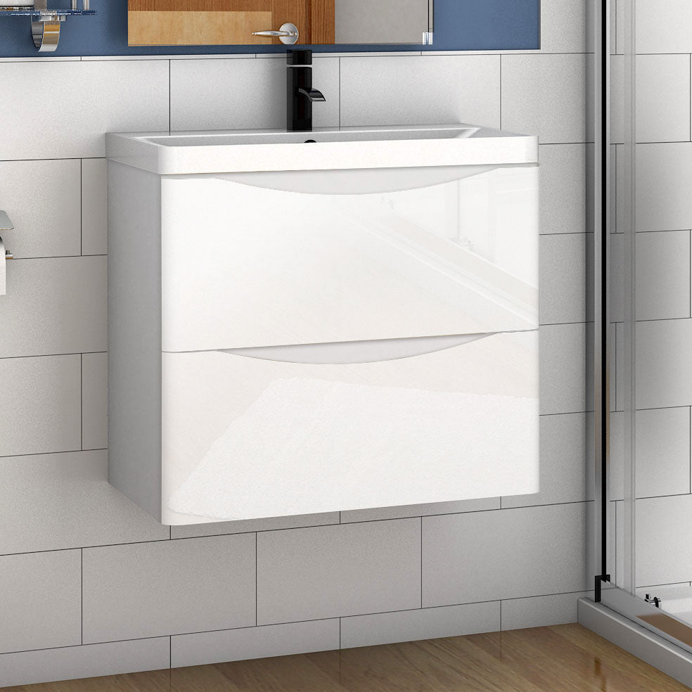 Badkamermeubel 45/50/60/80 cm hoogglans wit Wastafel met badmeubel,soft-close functie
