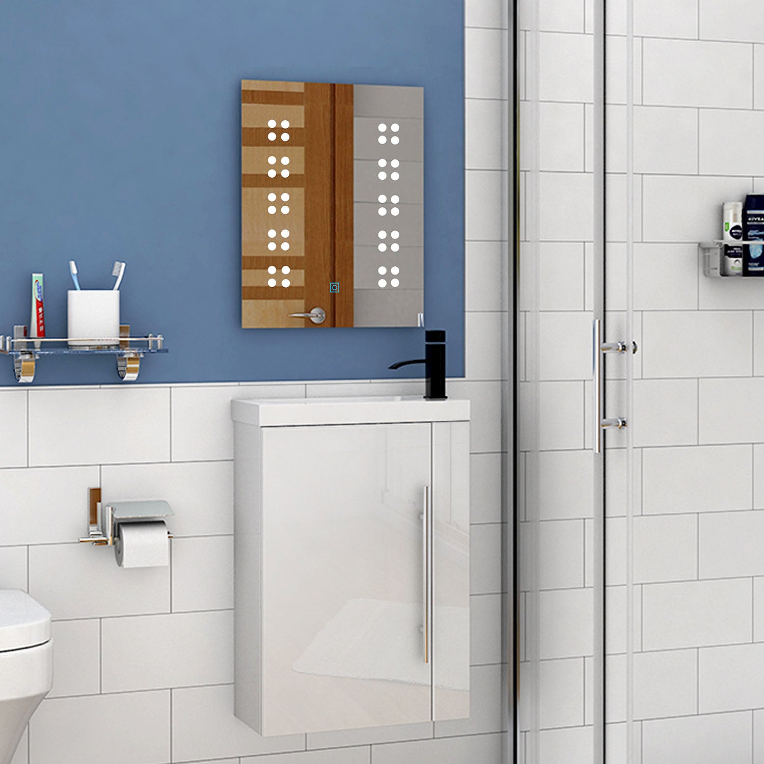 Badkamermeubel 45/50/60/80 cm hoogglans wit Wastafel met badmeubel,soft-close functie