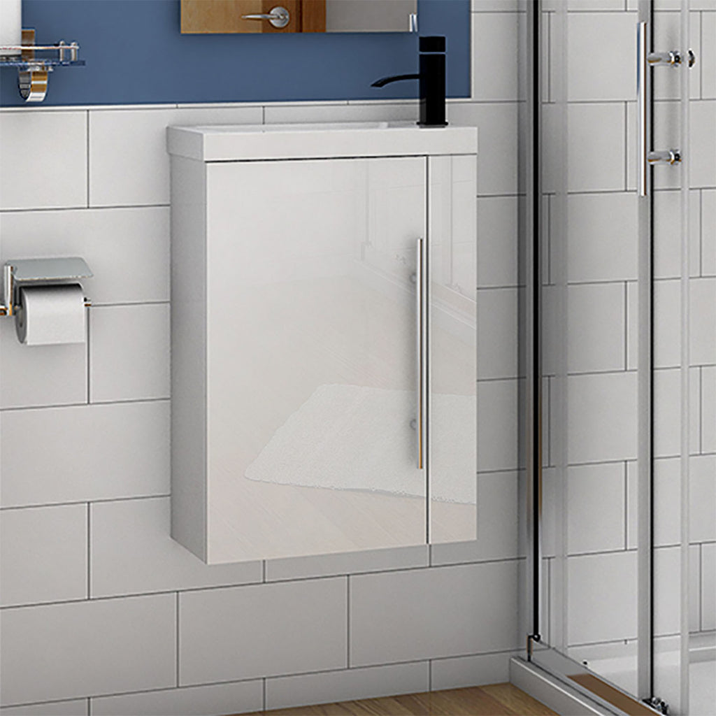 Badkamermeubel 45/50/60/80 cm hoogglans wit Wastafel met badmeubel,soft-close functie