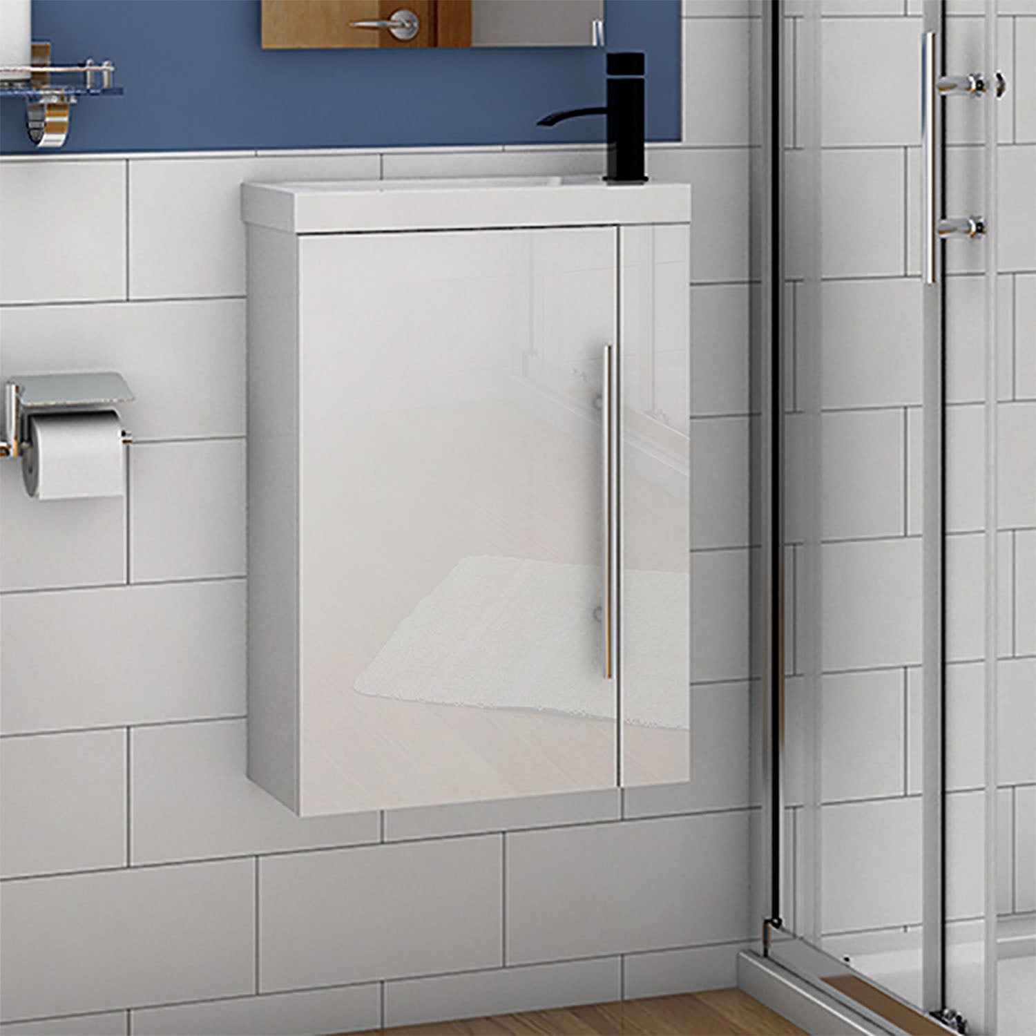 Badkamermeubel 45/50/60/80 cm hoogglans wit Wastafel met badmeubel,soft-close functie