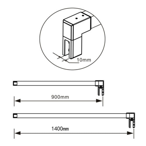 Inloopdouche 200cm hoog,10mm NANO EasyClean veiligheidsglas,met matte folie,2 Stabilisatiestangen