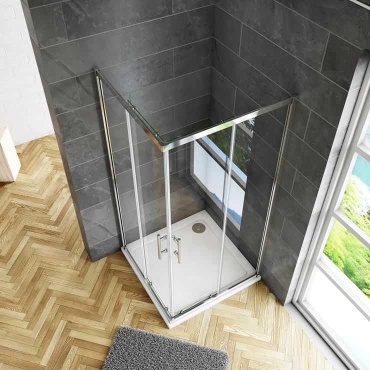 Douchecabine hoekinstap met schuifdeuren 6mm ESG glas