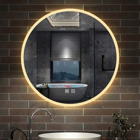 LED spiegel ROND 60cm/70cm/80cm 3 lichts kleur koud/Neutraal/warm wit dimbaar touch anti-condens badkamerspiegel decoratieve wandspiegel 2700K-6500K