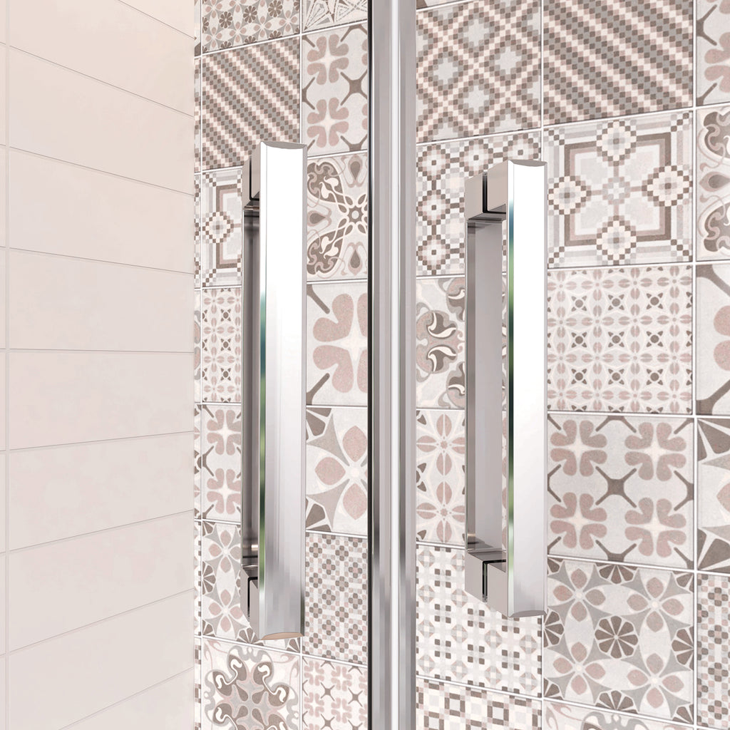 Douchecabine kwartrondmet twee draaideuren, 195cm hoog ,6mm veiligheidsglas, inclusief dochebak