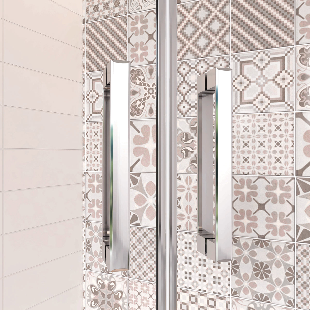 Douchecabine kwartrondmet twee draaideuren, 195cm hoog ,6mm veiligheidsglas, inclusief dochebak