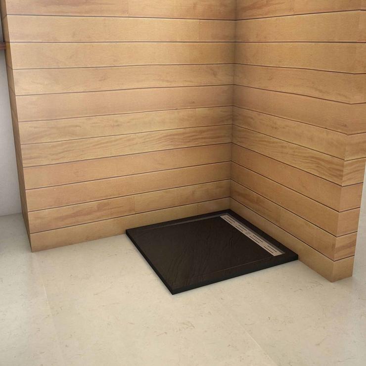 Zwarte rechthoekige douchebak ,kunststeen gelcoat,steeneffect,antislip,30mm hoog