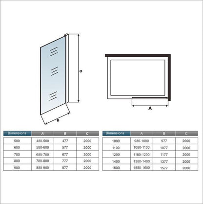 Inloopdouche met Muurprofiel 8mm NANO Coating,hoogte 200cm,stabilisator